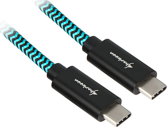 Sharkoon Плетена USB 3.1 Кабел USB-C мъжки - USB-C мъжки Тюркоазен 0.5м
