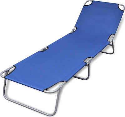 vidaXL Foldable Steel Beach Sunbed Blue 189x58x27cm