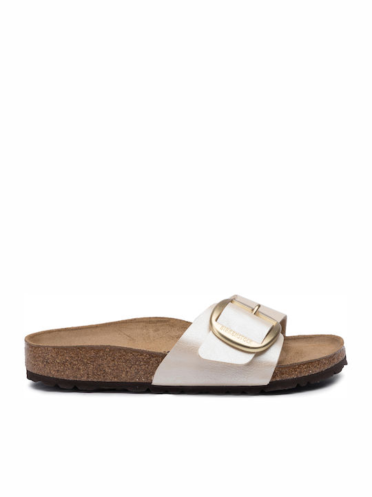 Madrid Big Buckle Birko-Flor Women's Anatomic Sandals Graceful Pearl White Narrow Fit