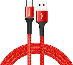 Baseus Halo Braided / LED USB 2.0 Cable USB-C male - USB-A male Κόκκινο 1m (CATGH-B09)