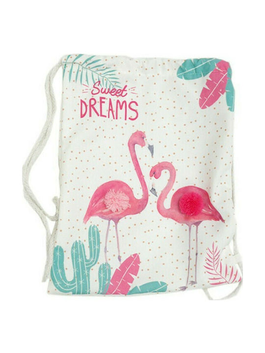 Paperpack Net Παιδική Τσάντα Πουγκί Flamingo Λευκή