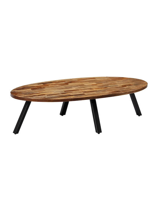 Oval Coffee Table from Solid Wood Beige L120xW60xH30cm.