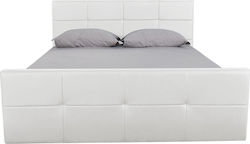 Anemone Κρεβάτι Υπέρδιπλο Επενδυμένο με Δερματίνη Λευκό με Αποθηκευτικό Χώρο 160x200cm