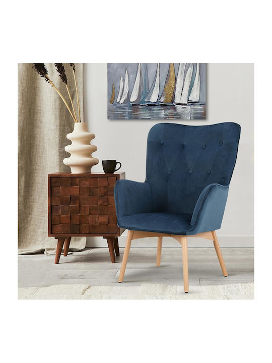 8009 Bergère Catifelat Albastru 67x72x97cm