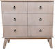 Wooden Chest of Drawers with 6 Drawers Φυσικό Αντικέ 85x38x79cm