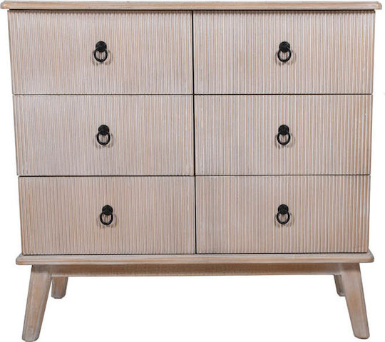 Wooden Chest of Drawers with 6 Drawers Natural Antique 85x38x79cm