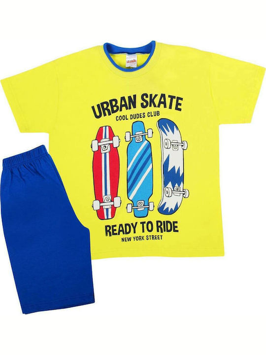 Minerva Детска пижама Лятна Жълта Urban Skate