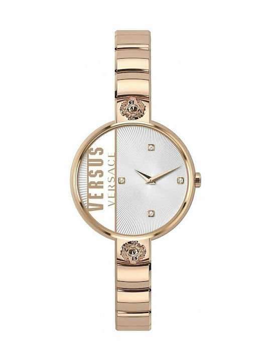 Versus by Versace Rue Denoyez Γυναικείο Ρολόι 34mm Μπαταρίας με Ροζ Χρυσό Μεταλλικό Μπρασελέ