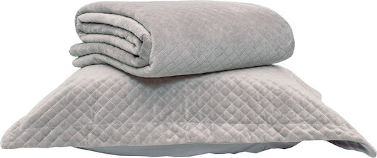 Borea Βελούδο Σετ Κουβερλί Μονό Microfiber Γκρι 160x220cm 2τμχ