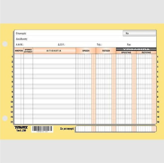 Typofix Картончета За Дебитори Странични Счетоводна Книга Paper 1 Лист 100 Бройки
