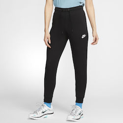 Nike Ψηλόμεσο Παντελόνι Γυναικείας Φόρμας με Λάστιχο Μαύρο Fleece
