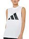 Adidas Athletics Pack Graphic Muscle Tee Women's Athletic Cotton Blouse Sleeveless White