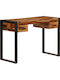 Birou Din Lemn Masiv Bej Cu Picioare Metalice 110x50x77cm
