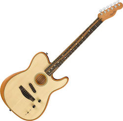 Fender Acoustasonic Tele Elektrische Gitarre mit Form Telecaster und S Pickup-Anordnung Natural mit Hülle