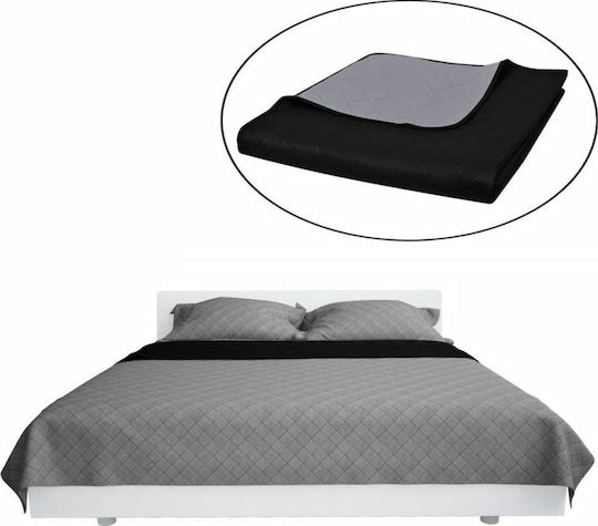 vidaXL Coverlet Single from Polyester Black / Gray 170x210cm
