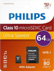 Philips microSDXC 64GB Clasa 10 U1 UHS-I cu adaptor