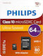 Philips microSDXC 64ГБ Клас 10 U1 UHS-I с адаптер