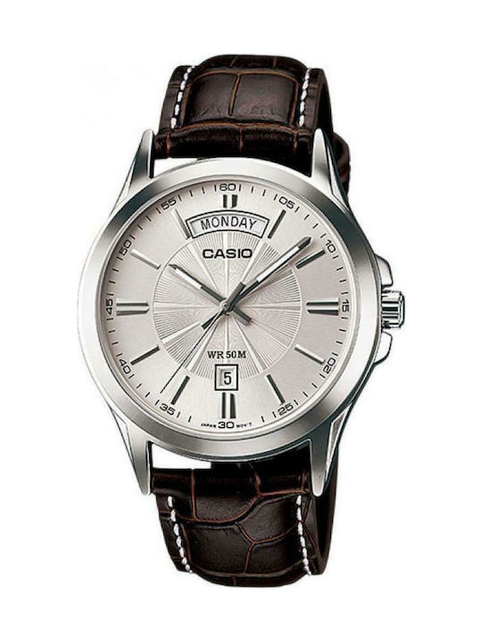 Casio Watch Battery with Brown Leather Strap MT...