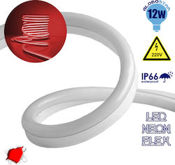 GloboStar Wasserdicht Neon Flex LED Streifen Versorgung 220V mit Rot Licht Länge 1m und 120 LED pro Meter