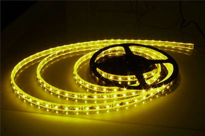 Αδιάβροχη Ταινία LED Τροφοδοσίας 12V με Κίτρινο Φως Μήκους 5m και 60 LED ανά Μέτρο Τύπου SMD3528