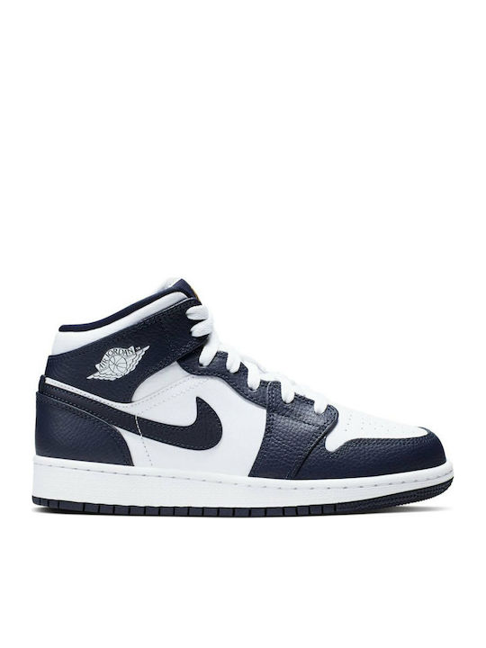 Buty NIKE - Air Jordan 1 Mid (Gs) 554725 174 White/Metallic Gold/Obsidian - Sneakersy - PÃ³Åbuty 