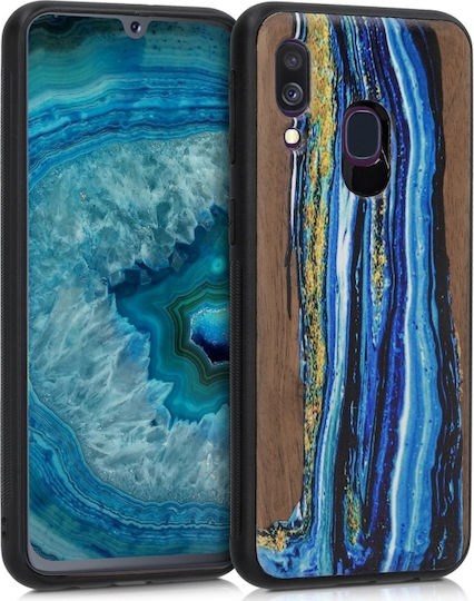 KWmobile Watercolor Waves Umschlag Rückseite Hölzern Braun (Galaxy A40)