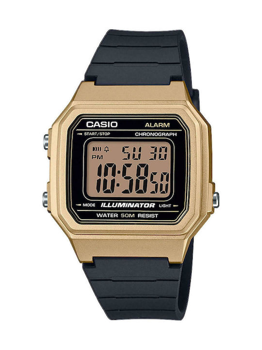 Casio Collection Ψηφιακό Ρολόι Χρονογράφος Μπαταρίας με Μαύρο Καουτσούκ Λουράκι
