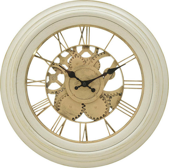 Inart Antique Wall Clock Plastic Ecru Ø36cm
