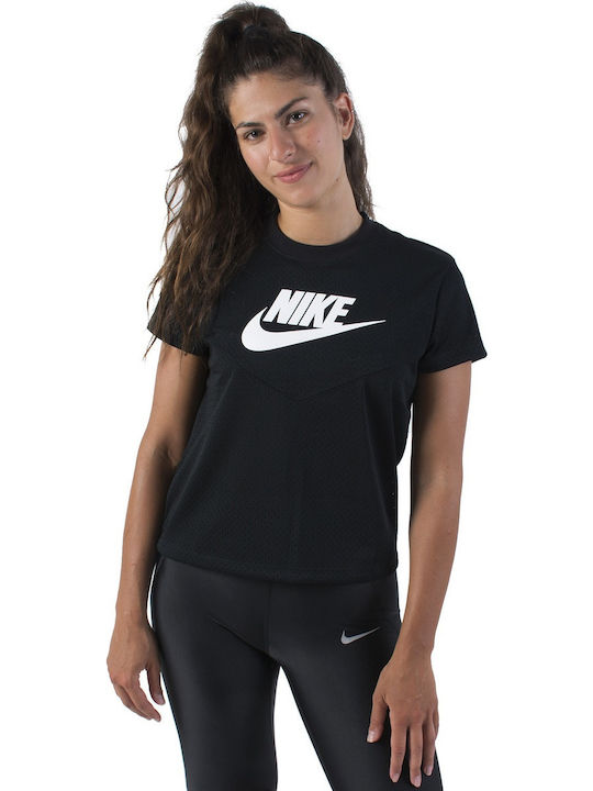 Nike Heritage Damen Sport T-Shirt mit Durchsichtigkeit Schwarz