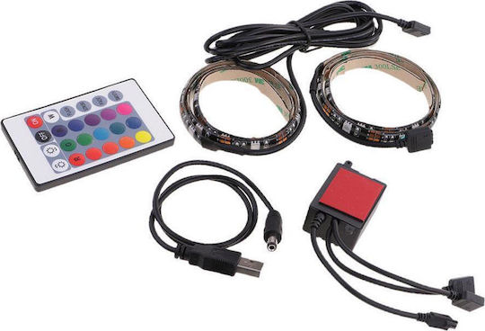 Rezistent la apă Bandă LED USB 5V RGB Lumină 2x50cm Tip SMD3528 cu Sursă de alimentare & Telecomandă