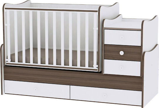 Lorelli Convertible Baby Crib Maxi Plus White Walnut for Mattress 62x110cm