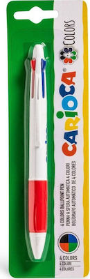 Carioca Στυλό Ballpoint 1.0mm με Πολύχρωμο Mελάνι 4 Colors με Κόκκινο Λάστιχο