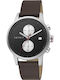 Esprit Linear Ανδρικό Ρολόι 42mm Χρονογράφος Μπαταρίας με Καφέ Δερμάτινο Λουράκι