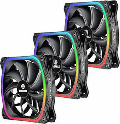 Enermax SquA RGB Gehäuselüfter 120mm mit Verbindung 4-Pin PWM 3Stück Schwarz