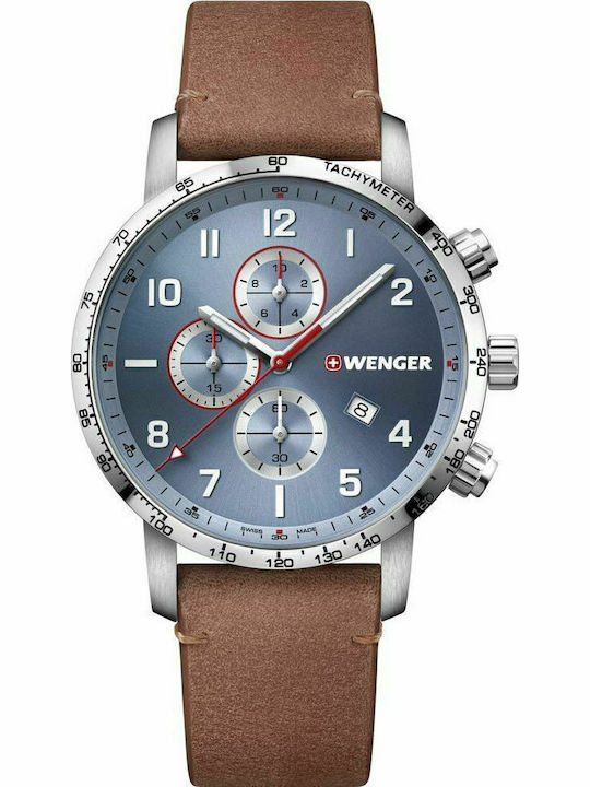 Wenger Attitude Chrono Watch Battery with Leather Strap Wenger Attitude Chrono Watch Battery with Leather Strap
