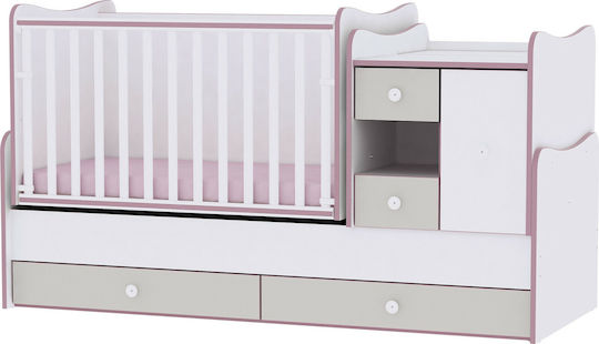 Lorelli Κούνια Minimax White/Pink Crossline με Συρτάρι