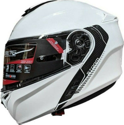 MT Storm SV White Gloss Pearl Motorradhelm Aufklappbar ECE 22.05 1550gr MTH000KRA290