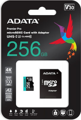 Adata Premier Pro microSDXC 256GB Class 10 U3 V30 A2 UHS-I with Adapter