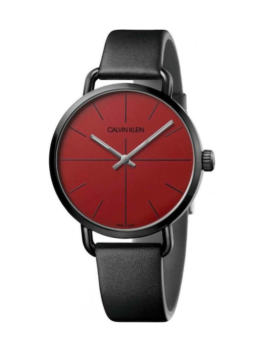 Calvin Klein Even Watch with Leather Strap Black
