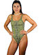 BP4033 Badeanzug Tierdruck Khaki
