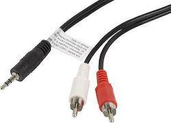 Lanberg 3.5mm Jack Cable Male RCA Male Black 1.5m CA-MJRC-10CC-0015-BK