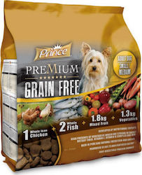 Prince Premium Grain Free 12kg Trockenfutter ohne Getreide für erwachsene Hunde kleiner & mittlerer Rassen mit Huhn und Fisch