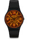 Swatch Orangeboost Ανδρικό Ρολόι 41mm Μπαταρίας με Μαύρο Καουτσούκ Λουράκι