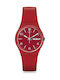 Swatch Lazered Watch with Red Rubber Strap