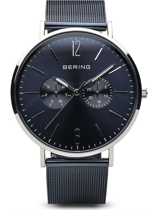 Bering Time Men's Watch 40mm Battery with Blue Metal Bracelet