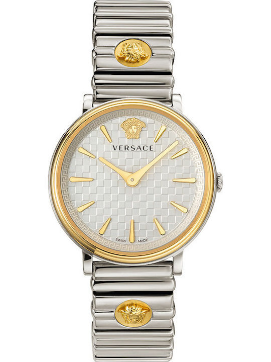 Versace V-Circle Damen Uhr mit Silber Metallarmband VE8101419