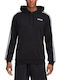 Adidas Essentials 3-Stripes Men's Sweatshirt with Hood and Pockets Black