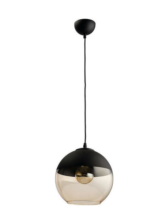 TK Lighting Amber Pendant Lamp E27 Black