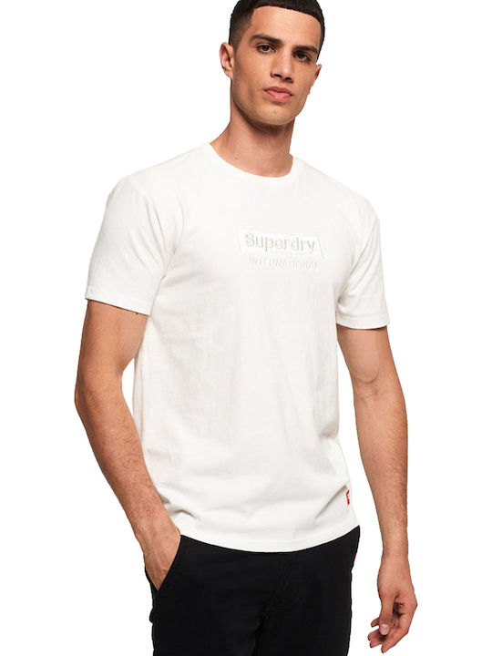 Superdry International Youth T-shirt Bărbătesc cu Mânecă Scurtă Off White