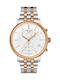 Tissot Carson Ανδρικό Ρολόι 41mm Χρονογράφος Μπαταρίας με Ασημί Μεταλλικό Μπρασελέ
